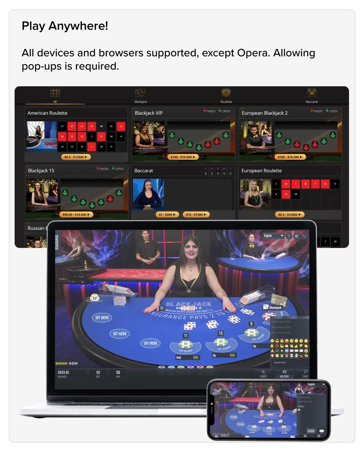 Euro Live Casino Mobile